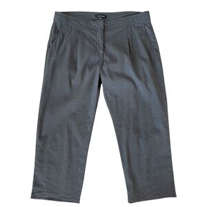 Eileen Fisher Gray Linen Blend Pleated Cropped Pants Size 8 Coastal Neutral